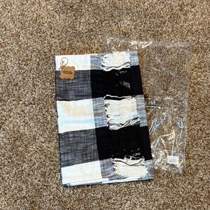 Mud Pie Classic Black and White Checkered Table Runner